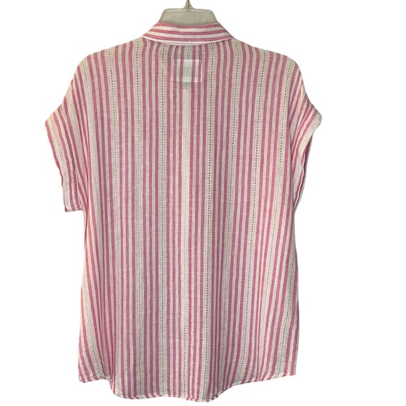 Rails Jamie Sleeveless Button Down in Pink & White Kokomo Stripe Print. Size M. - Picture 5 of 12
